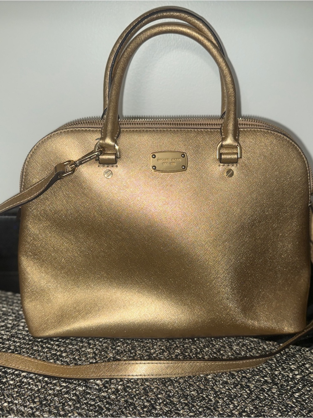 Michael Kors Metallic Gold Dome Satchel